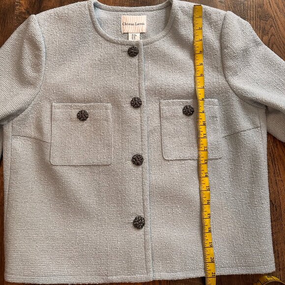 NWT CHRISTIAN LACROIX Old Money Blue Tweed Evening Jacket Preppy Elegant Blazer - Picture 7 of 9